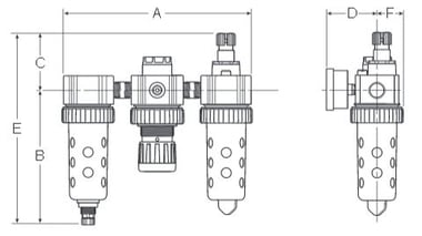 Prep-Air-II-05A-Economy-Three-Unit-Close-Nippled-Combination-Dimensions