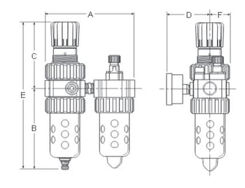 Prep-Air-II-06G-Compact-Two-Unit-Close-Nippled-Combination-Dimensions