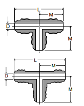 144F-244F Union Tee Dimensions