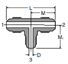 144F Union Tee Combination Dimensions