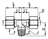 0108 BSPT Male Branch Tee Dimensions