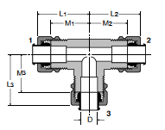 164CA Union Tee Combination Dimensions