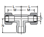 172C Male Branch Tee Dimensions