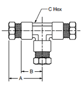 164HD Union Tee Dimensions
