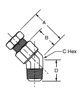 179HD 45 Degre Male Elbow Dimensions