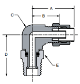 169PS Male Elbow Swivel Dimensions
