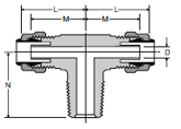 172P Male Branch Tee Dimensions