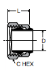 61P Nut & Plastic Sleeve Assembly Dimensions