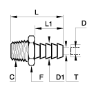 0136 Metric Hose BSPT Dimensions