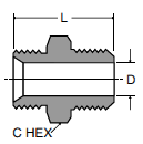 127HB Ball End Adapter Dimensions