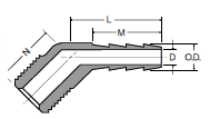 139HB 45 Degree Male Elbow Dimensions