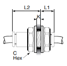 32PLPBH Bulkhead Metric Union Dimensions