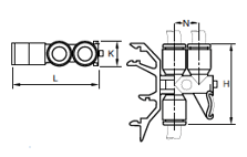 32PLPDRC 3 Tube Connector Dimensions