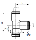 371PLP Male Run Tee Metric BSPP Dimensions