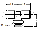372PLP Male Branch Tee BSPP Metric Dimensions