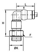 169PLMX Extended Elbow BSPP Dimensions
