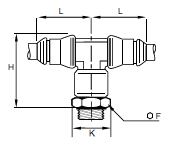 172PLM Male Branch Tee BSPP Dimensions