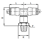 172PLM Male Branch Tee BSPT Dimensions