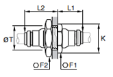 62PLMBH Bulkhead Connector Metric Dimensions
