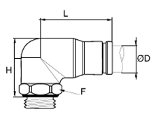 169PLS Male Elbow BSPP Dimensions