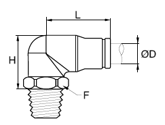 169PLS Male Elbow NPT Dimensions