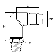 169PLSX Extended Male Elbow BSPT Dimensions