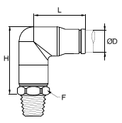 169PLSX Extended Male Elbow Metric NPT Dimensions