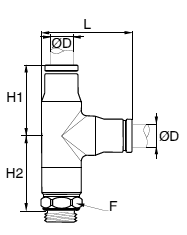 171PLS Male Run Tee BSPP Dimensions