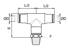 172PLS Male Branch Tee BSPT Dimensions