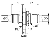 62PLSBH Bulkhead Union Metric Dimensions