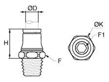 68PLS Male Connector BSPT Dimensions