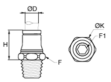 68PLS Male Connector Metric NPT Dimensions