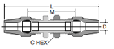 62ABH Bulkhead Union Dimensions