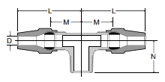 VS272AB Male Branch Tee Dimensions