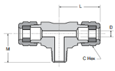 172VL Male Branch Tee Dimensions