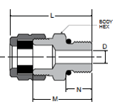 685VLV Male Connector Dimensions