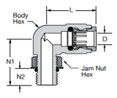 1695PMH Male Elbow Connector Dimensions