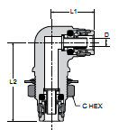 165PMTBH Elbow Union Bulkhead Dimensions