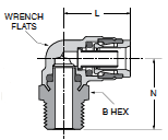 169PMTR Male 90 Degree Positional Elbow Dimensions