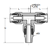 172PMT Branch Tee Swivel Dimensions