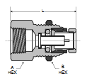 66PMTBH Female Bulkhead Union Connector Dimensions