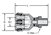 368PTC Male Y Connector Dimensions