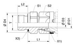 Parker EO-3 EGE-M-ED Metric Thread Connector Dimensions