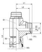 Parker EO-3 EL Swivel Run Tee Dimensions 1