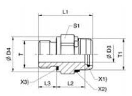 Parker EO-3 GE-R-ED Male Stud Connector Dimensions 1