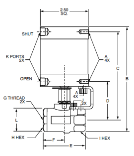 V502P-X-ACT Rotary Actuator Dimensions