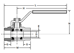V509P Solder Cup Ends Ball Valve Dimensions