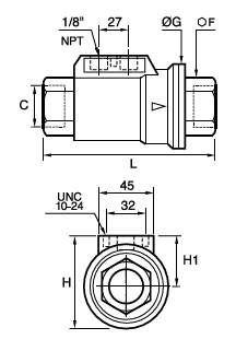 4203 Axial Valve NPT Dimensions