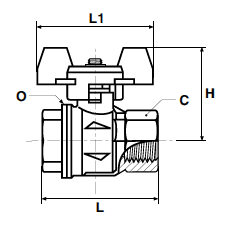 BVGTC Female Pipe Ends Ball Valve Dimensions