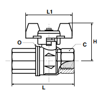 BVGTL Female Pipe Ends Ball Valve Dimensions